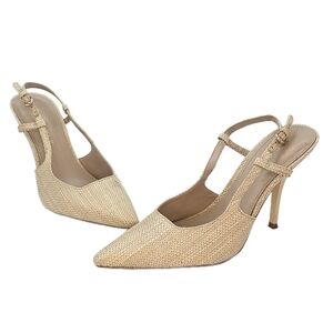 Marc Fisher LTD Torry Slingback Pumps Light Natural Textile Women’s Size 7